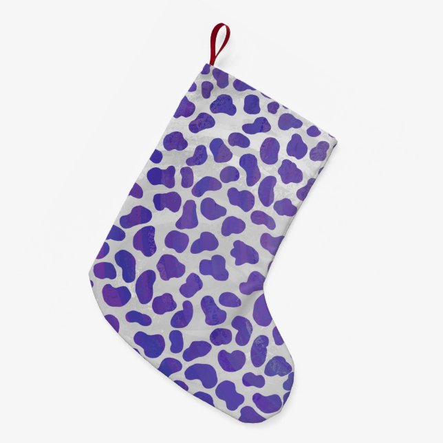 Dalmatian Purple and White Print Small Christmas Stocking (Front (Hanging))