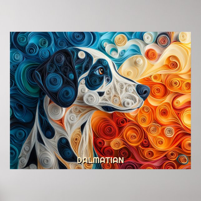 Dalmatian Quilling Art Dog Portrait Poster (Front)