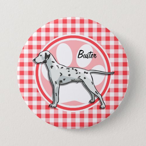 Dalmatian Red and White Gingham Pinback Button