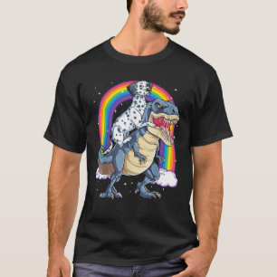Dalmatian Riding Dinosaur T rex Gifts Boys Kids Me T-Shirt