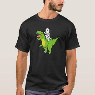 Dalmatian Riding Rex Dinosaur Dog T-Shirt