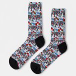 Dalmatian Running in Snow with Christmas Hat Socks