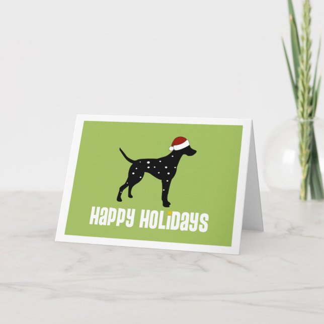 Dalmatian Santa Hat Holiday Card (Front)