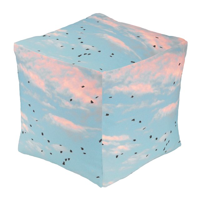 Dalmatian Sky Print Outdoor Pouf (Angled Front)
