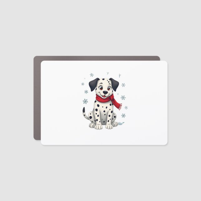 Dalmatian Snowy Fun dog Car Magnet (Front)