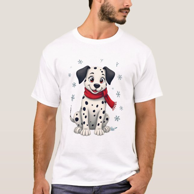 Dalmatian Snowy Fun T-Shirt (Front)