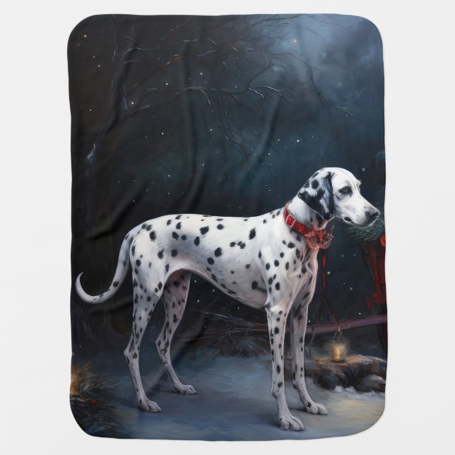 Dalmatian Snowy Sleigh Christmas Decor  Baby Blanket (Front)