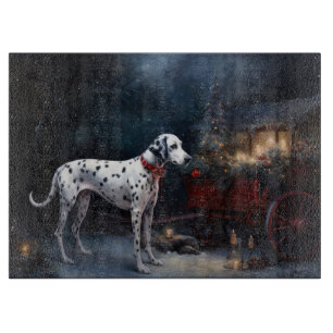 Dalmatian Snowy Sleigh Christmas Decor Cutting Board