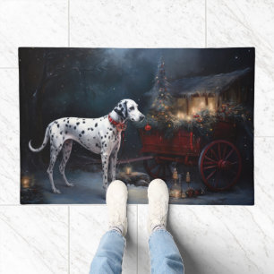 Dalmatian Snowy Sleigh Christmas Decor Doormat