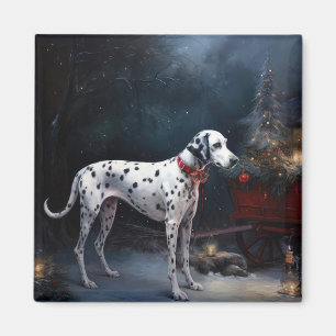 Dalmatian Snowy Sleigh Christmas Decor  Magnet