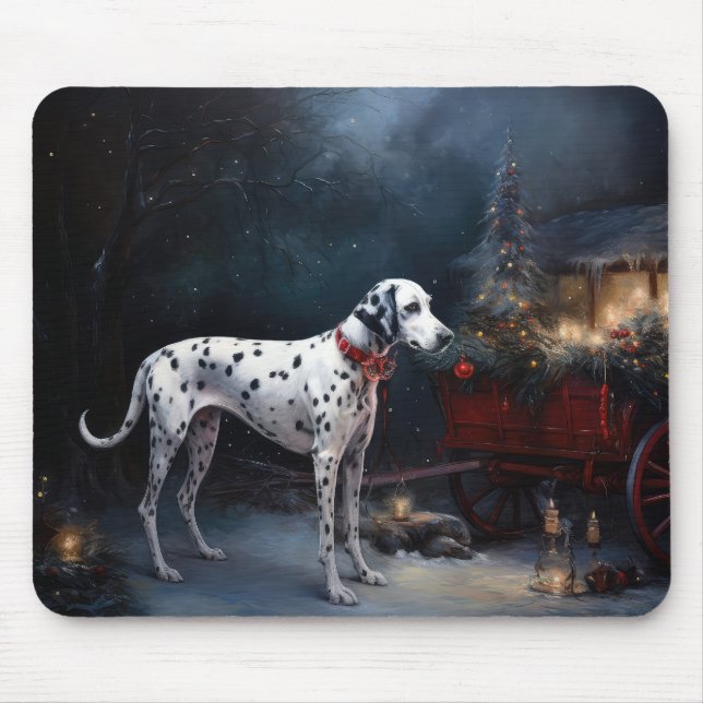 Dalmatian Snowy Sleigh Christmas Decor  Mouse Pad (Front)