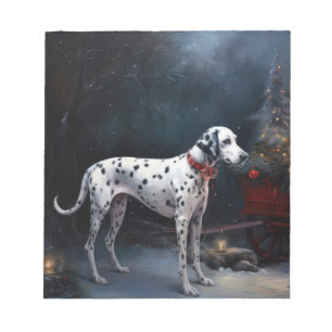 Dalmatian Snowy Sleigh Christmas Decor Notepad