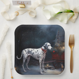 Dalmatian Snowy Sleigh Christmas Decor  Paper Plates