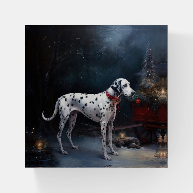 Dalmatian Snowy Sleigh Christmas Decor  Paperweight (Front)