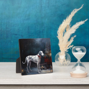 Dalmatian Snowy Sleigh Christmas Decor Plaque