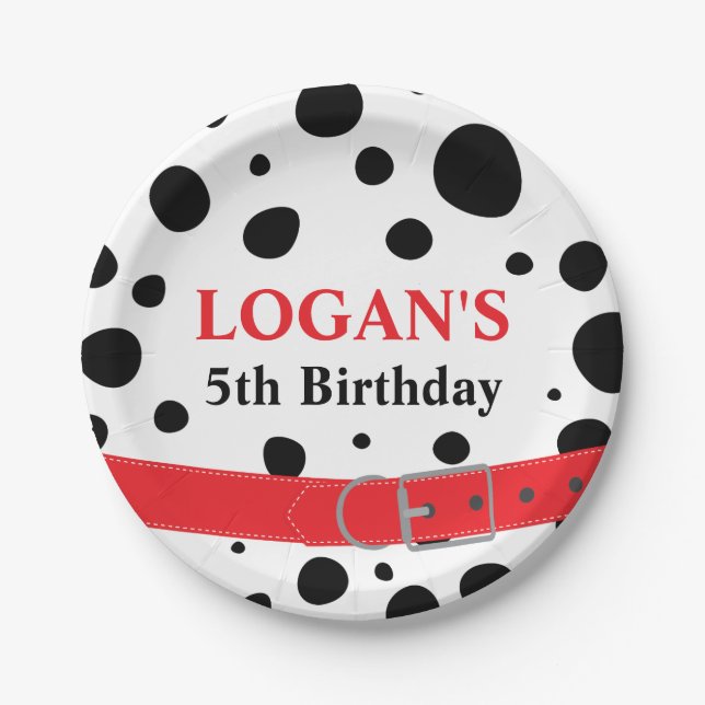 Dalmatian Spots Birthday Paper Plates (Front)