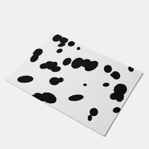 Dalmatian Spots Black and White Dog Fur Print Doormat