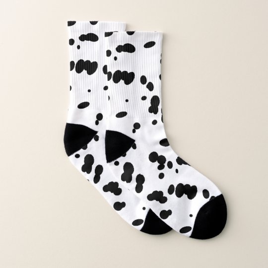 Dalmatian Spots Black and White Patterned Socks | Zazzle.com