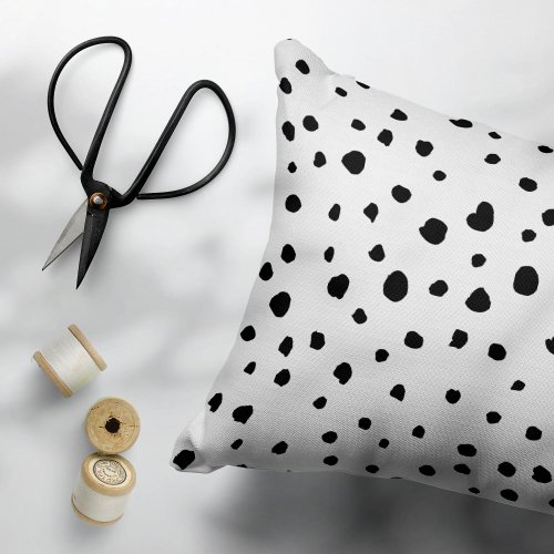 Dalmatian Spots Dalmatian Dots Black and White Accent Pillow