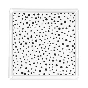 Dalmatian Spots, Dalmatian Dots, Black and White Acrylic Tray