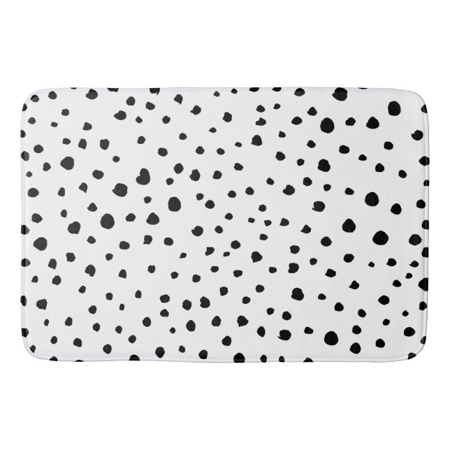 Dalmatian Spots, Dalmatian Dots, Black and White Bath Mat (Front)