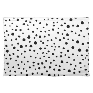 Dalmatian Spots, Dalmatian Dots, Black and White Cloth Placemat