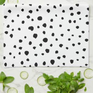 Dalmatian Spots, Dalmatian Dots, Black and White Kitchen Towel