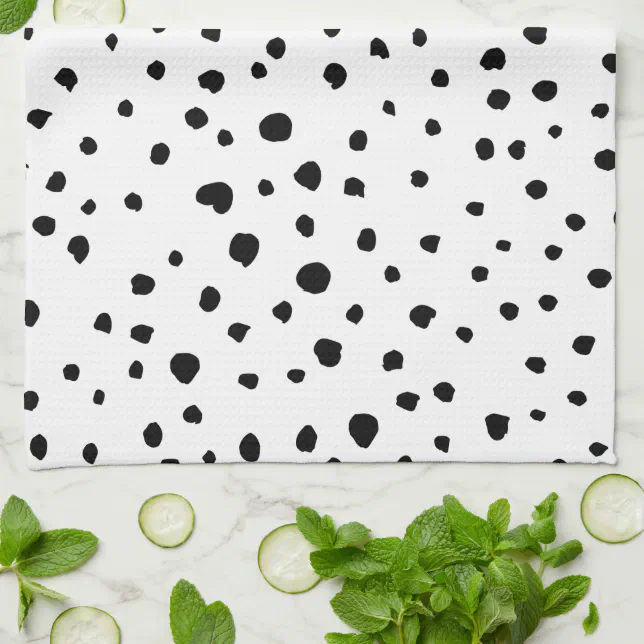 Dalmatian Spots, Dalmatian Dots, Black and White Kitchen Towel | Zazzle