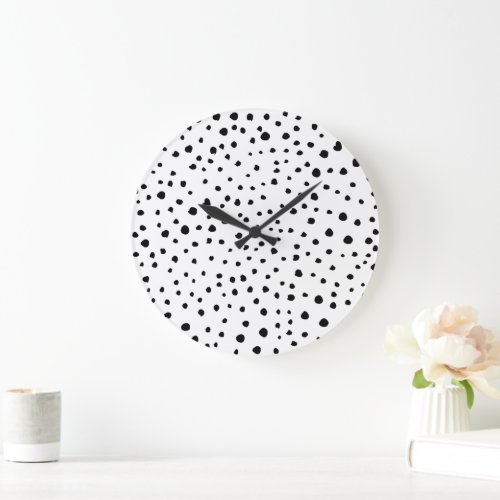 Dalmatian Spots Dalmatian Dots Black and White Large Clock