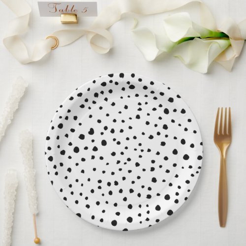 Dalmatian Spots Dalmatian Dots Black and White Paper Plates