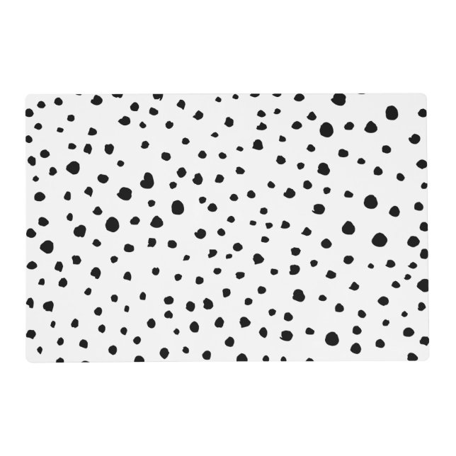 Dalmatian Spots, Dalmatian Dots, Black and White Placemat (Front)
