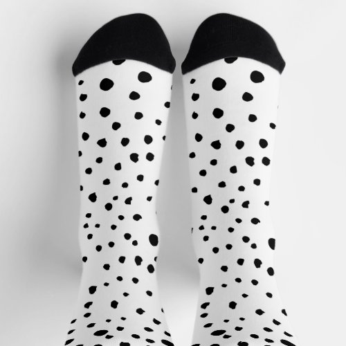 Dalmatian Spots Dalmatian Dots Black and White Socks