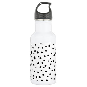 Dalmatian Spots, Dalmatian Dots, Black and White Stainless Steel Water Bottle