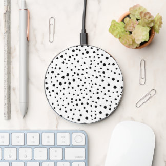 Dalmatian Spots, Dalmatian Dots, Black and White Wireless Charger