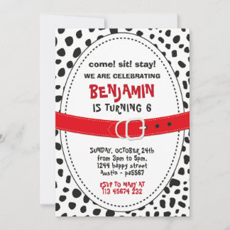 Dalmatian Spots Invitation for Birthday Party Dog