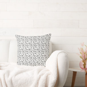 Dalmatian Spots Print Pattern Black And White Throw Pillow