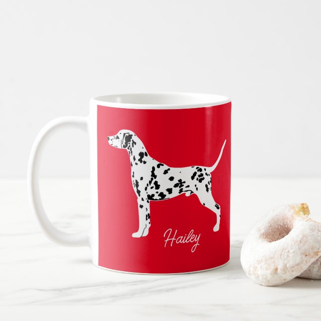 Dalmatian Spotted Dog Personalized Gift Coffee Mug (With Donut)