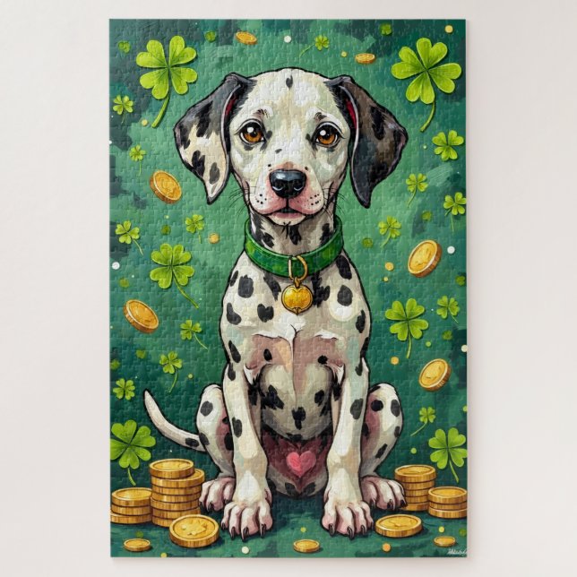 Dalmatian St Patrick’s Day Lucky Dog Jigsaw Puzzle (Vertical)