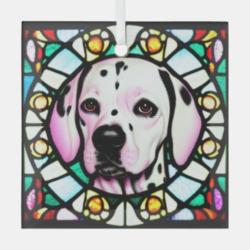 Dalmatian Stained Glass  Glass Ornament