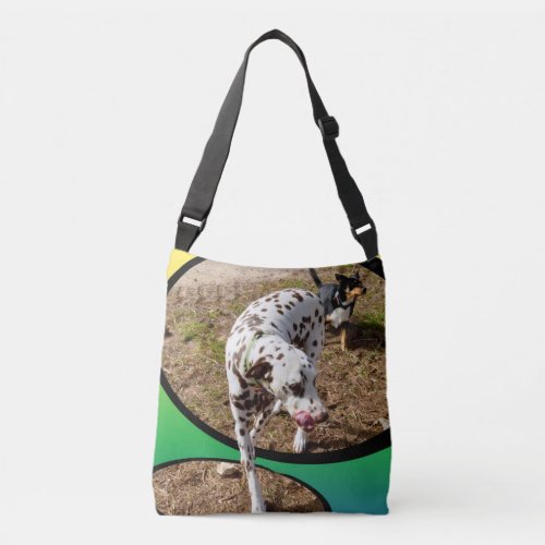 Dalmatian Stepping Out Of Window Frame Crossbody Bag