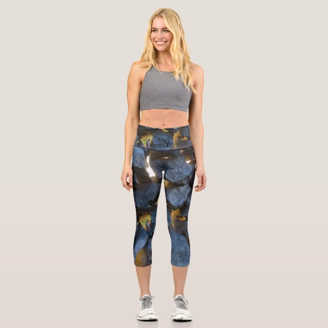 Dalmatian Stone Wall Texture Capri Leggings (Front)