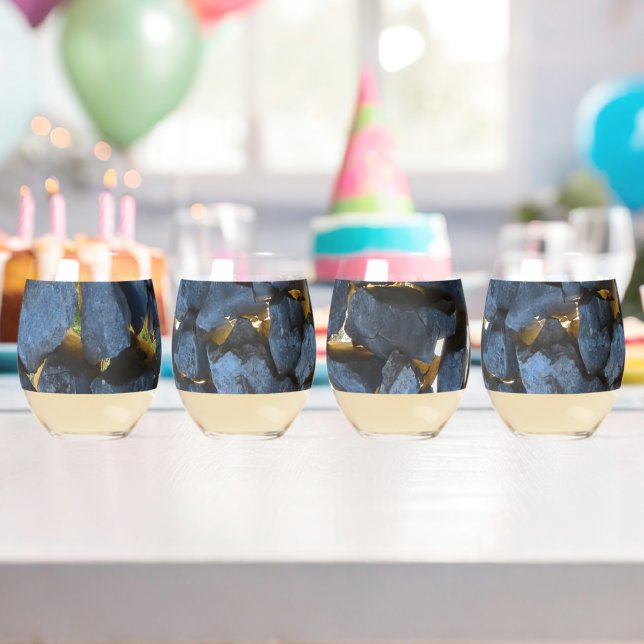 Dalmatian Stone Wall Texture Stemless Wine Glass (Insitu (Birthday))