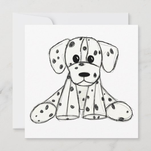 Dalmatian stuffed dog drawing outline simple black (Front)