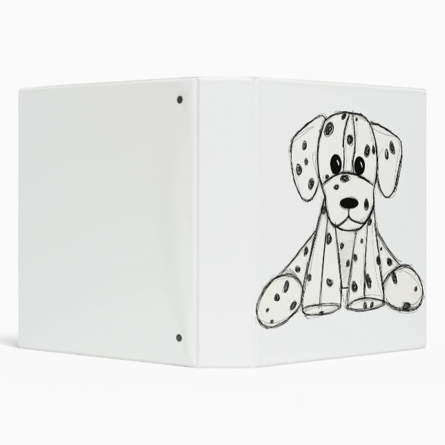 Dalmatian stuffed dog drawing outline simple black 3 ring binder (Background)