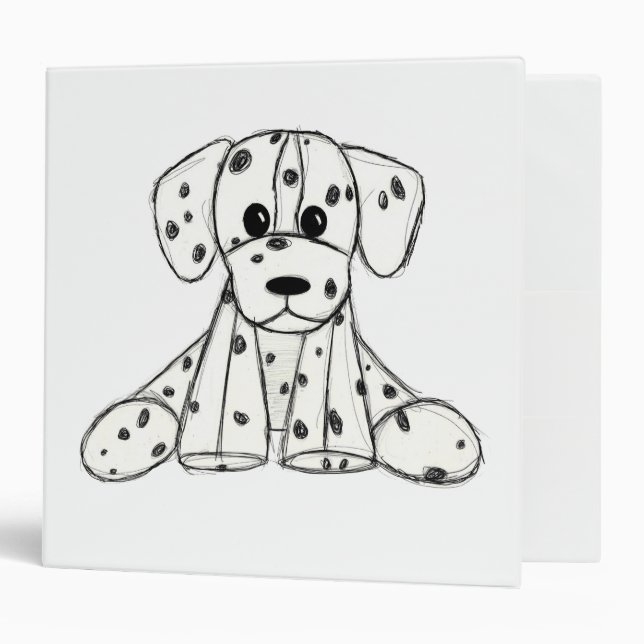Dalmatian stuffed dog drawing outline simple black 3 ring binder (Front/Inside)