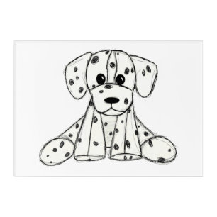 Dalmatian stuffed dog drawing outline simple black acrylic print