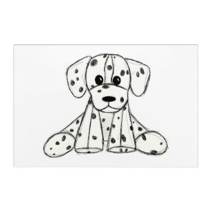 Dalmatian stuffed dog drawing outline simple black acrylic print