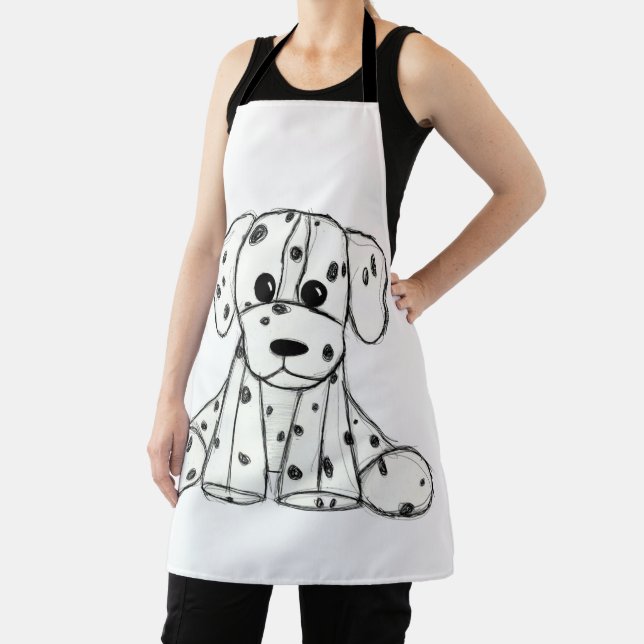 Dalmatian stuffed dog drawing outline simple black apron (Insitu)