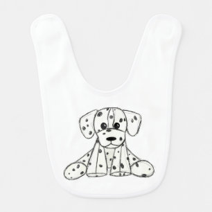 Dalmatian stuffed dog drawing outline simple black baby bib