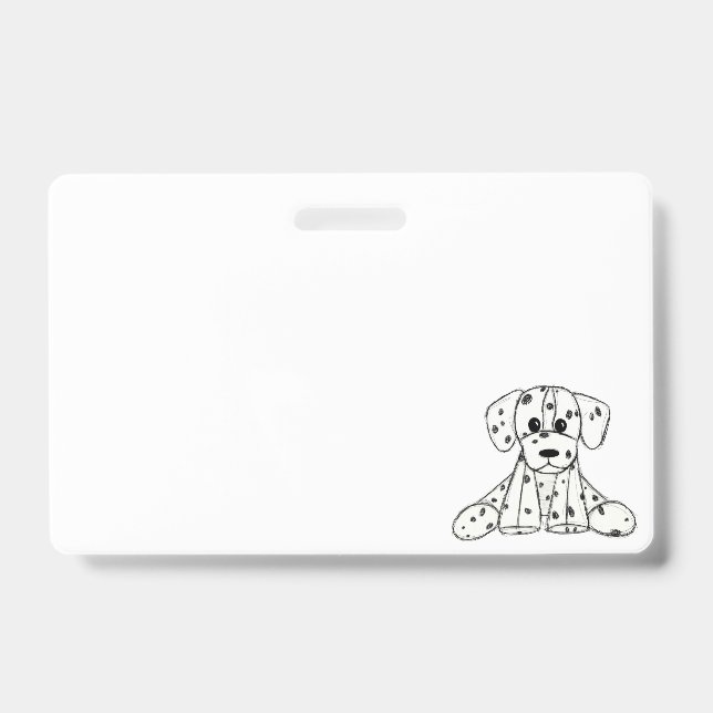 Dalmatian stuffed dog drawing outline simple black badge (Front)